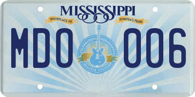 MS license plate MDO006