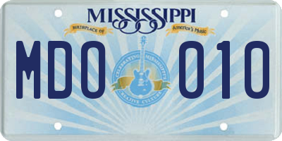 MS license plate MDO010