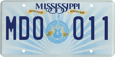 MS license plate MDO011