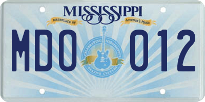 MS license plate MDO012