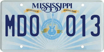 MS license plate MDO013