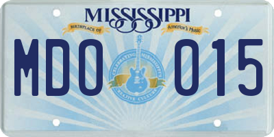 MS license plate MDO015