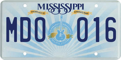 MS license plate MDO016