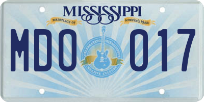 MS license plate MDO017