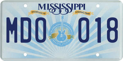 MS license plate MDO018