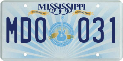 MS license plate MDO031