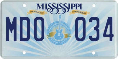 MS license plate MDO034