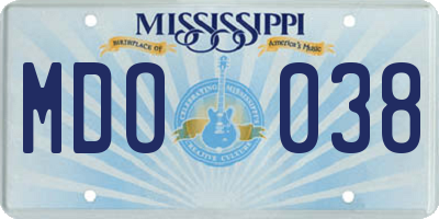 MS license plate MDO038