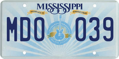 MS license plate MDO039