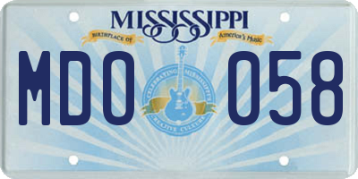 MS license plate MDO058
