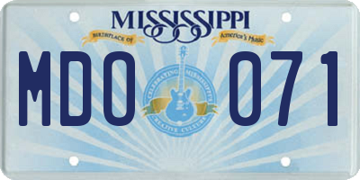 MS license plate MDO071