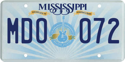 MS license plate MDO072