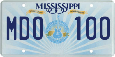 MS license plate MDO100