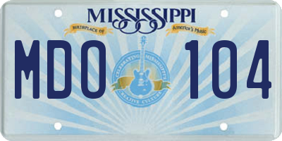 MS license plate MDO104