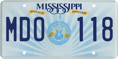 MS license plate MDO118