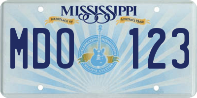 MS license plate MDO123
