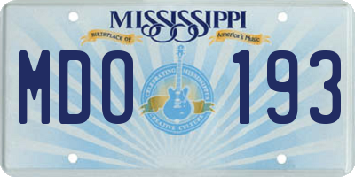 MS license plate MDO193