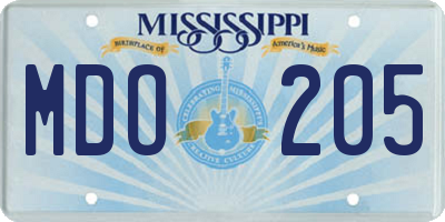 MS license plate MDO205