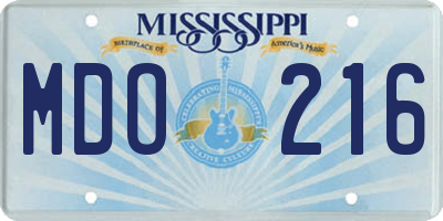 MS license plate MDO216