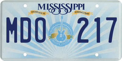MS license plate MDO217