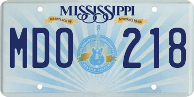 MS license plate MDO218