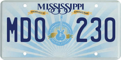 MS license plate MDO230