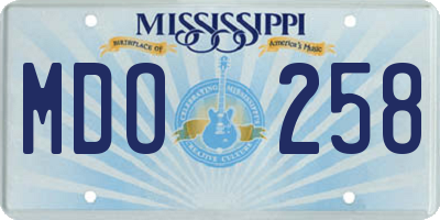 MS license plate MDO258