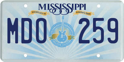 MS license plate MDO259
