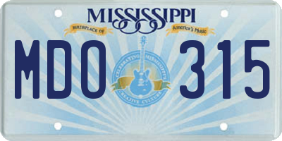 MS license plate MDO315