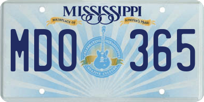 MS license plate MDO365
