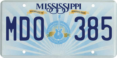 MS license plate MDO385