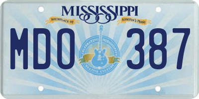 MS license plate MDO387