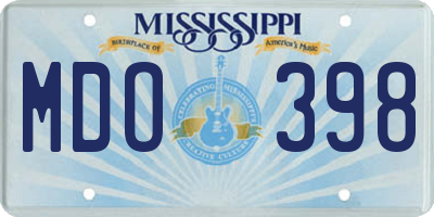 MS license plate MDO398