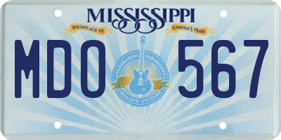 MS license plate MDO567