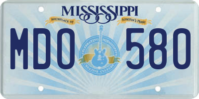 MS license plate MDO580