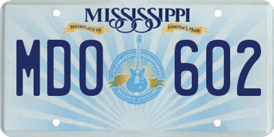 MS license plate MDO602