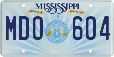 MS license plate MDO604