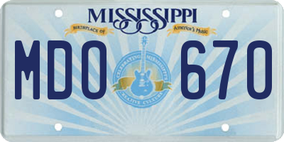 MS license plate MDO670