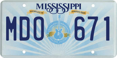 MS license plate MDO671