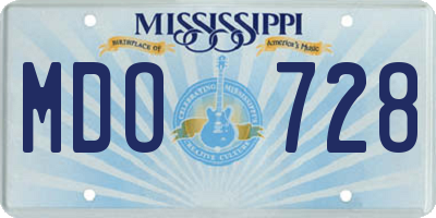 MS license plate MDO728