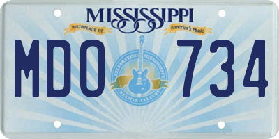 MS license plate MDO734