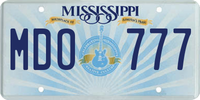 MS license plate MDO777