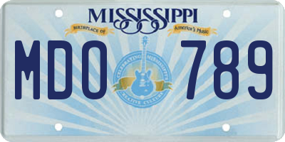 MS license plate MDO789