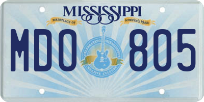 MS license plate MDO805