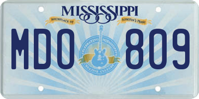 MS license plate MDO809