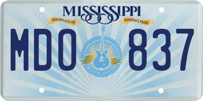 MS license plate MDO837