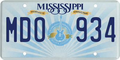 MS license plate MDO934
