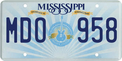 MS license plate MDO958