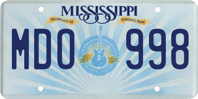 MS license plate MDO998