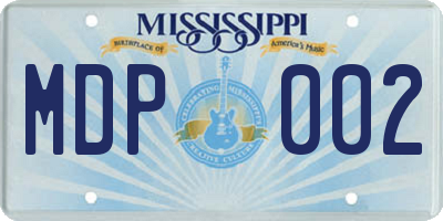 MS license plate MDP002